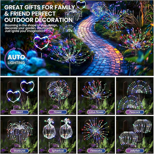 PEVOROS Garden Decor Solar Lights Outdoor,120LED Waterproof Colorful Solar Fairy Garden Lights for Outdoor Decoration,Yard, Patio, Porch,Flower Pot,Pathway, for 4th of July(6Pack)