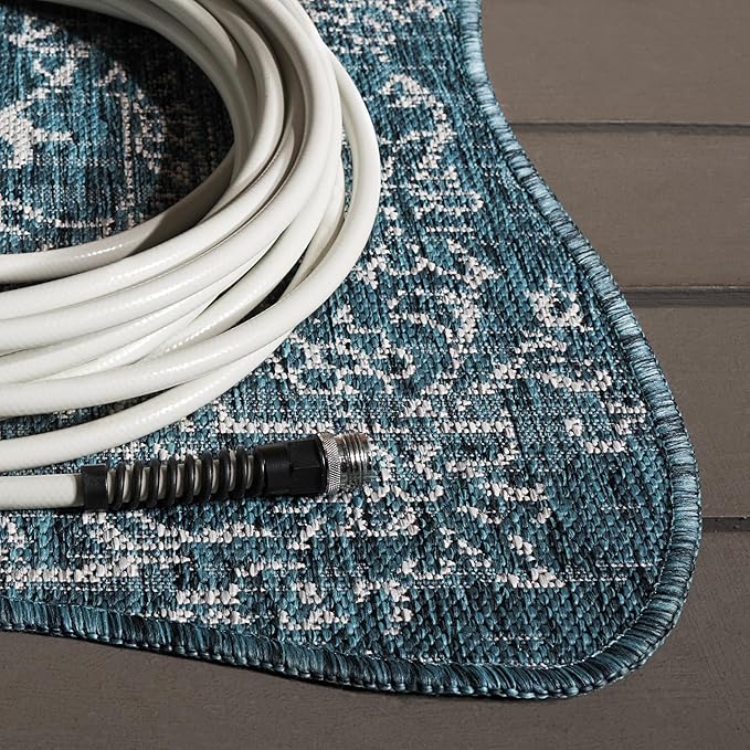 SAFAVIEH Courtyard Collection 2'3" x 22' Navy/Ivory CY8680 Indoor/ Outside Waterproof Easy cleansingPatio Backyard Mudroom Runner Mat