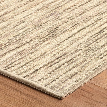 Dash & Albert Clay Natural Machine Washable Rug, 6 X 9 Feet, Natural Stripe Pattern