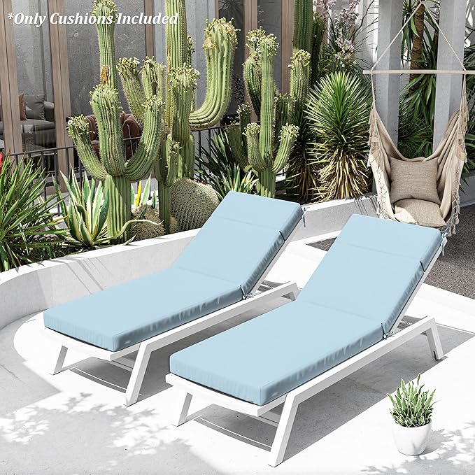 Chaise Lounge Cushion for Outdoor Furniture, Waterproof Fade and Tear Resistant Lounge Deck Chair Cushions for Patio Lawn Pool Resort Hotel