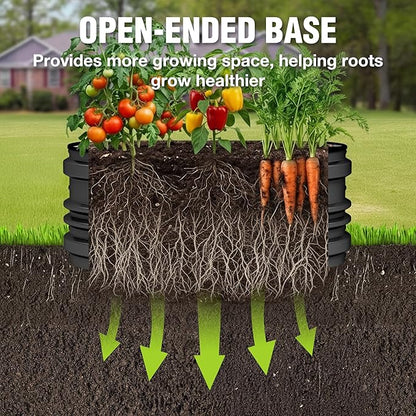 WORKPRO 3PK 2x2x1ft Outdoor Galvanized Raised Garden Bed Kit, Rust & Corrosion Protection, Easy Assembly, Safe Edge, Ideal for Vegetables & Flowers, Black