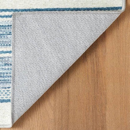 Dash & Albert Ellington Stripe Blue Machine Washable Rug, 6 X 9 Feet, Blue Stripe Pattern