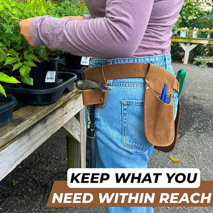 Leather Garden Tool Belt for Men Women | Gardening Tool Pouch | Gardener Apron | Holster Pouch | Tool Belt Bag Organizers | Florist Belt, Electrician, Carpenter, Framer, Landscaper