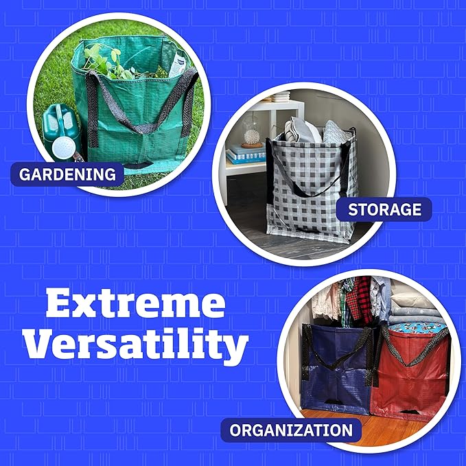 DURASACK Heavy Duty Storage Tote Bag 22-Gallon Rugged Woven Polypropylene Moving Bag, Reusable Self-Standing Design, Holds up to 500 Pounds, Single, Blue