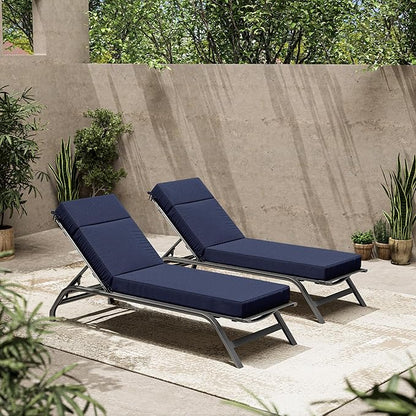 2 Pcs Chaise Lounge Cushions Outdoor, 72" L X 21" W X 4" D Lounge Chair Cushions for Outdoor Furniture, High-Density Foam Patio Chaise Cushion-Waterproof Fade-Resistant ThickPatio lounge chair cushion
