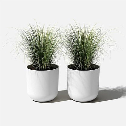 Veradek Mason Series Lima Planter - Round Planter for Indoor or Outdoor Porch/Garden | Made from Plastic-Stone Composite with Drainage Holes | Modern Décor for Succulents, Flowers, Small Plants