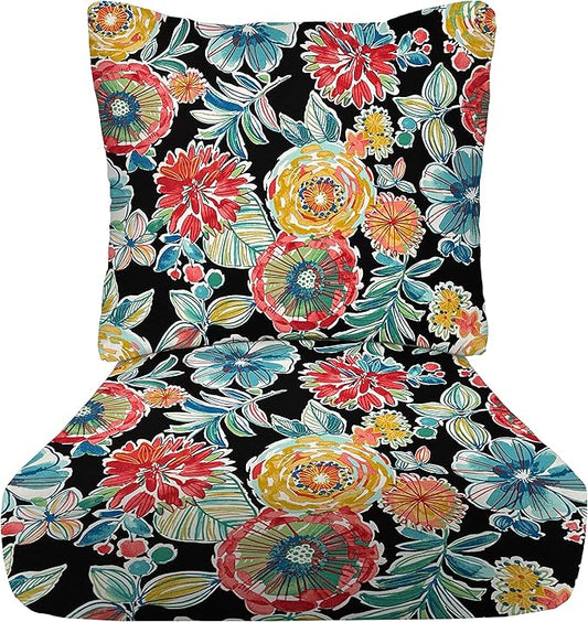 RSH DECOR: Deep Seating Cushion with Pillow Back | 23” x 26” Seat | All-Weather Spun Fabric | Water and Fade-Resistant | Outdoor Chair Cushion Set for Patio Furniture | Colsen Noir - Made in USA