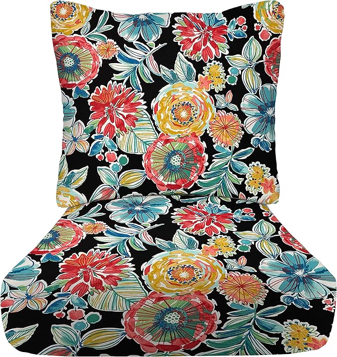 RSH DECOR: Deep Seating Cushion with Pillow Back | 25” x 25” Seat | Water and Fade-Resistant Spun Fabric | Outdoor Chair Cushion Set for Patio Furniture | Colsen Noir - Made in USA