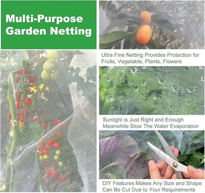 Ultra Fine Garden Netting 4'x10' Plant Pest Barrier Covers Bird Patio Mosquito Netting Tree Vegetable Mesh Protection Netting Fruit Greenhouse Row Nets for Garden