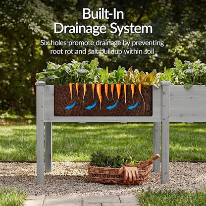 Best Choice Products 72x24x30in Raised Garden Bed, Elevated Wood Planter Box Stand for Backyard, Patio, Balcony w/Divider Panel, 6 Legs, 300lb Capacity - Gray