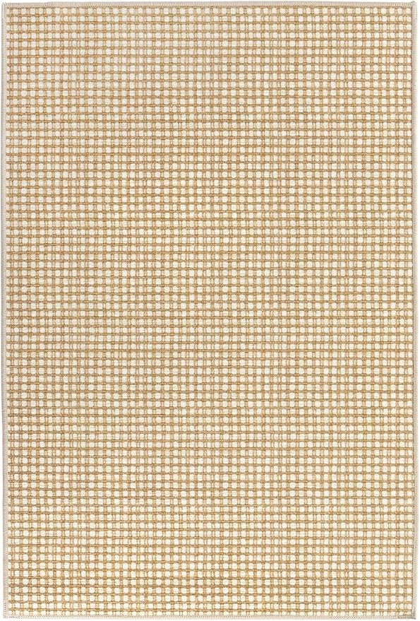 Dash & Albert Hartley Natural Machine Washable Rug, 2 X 3 Feet, Natural Plaid Pattern