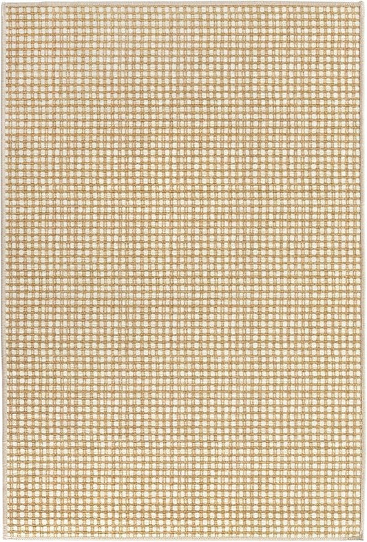 Dash & Albert Hartley Natural Machine Washable Rug, 2 X 3 Feet, Natural Plaid Pattern