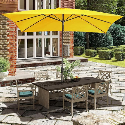 Ayge 8x10FT Large Rectangular Patio Umbrella Outdoor Table Umbrella w/Crank Rectangle Market Umbrella UV Protection for Garden, Deck,Lawn,Yard & Pool,Yellow