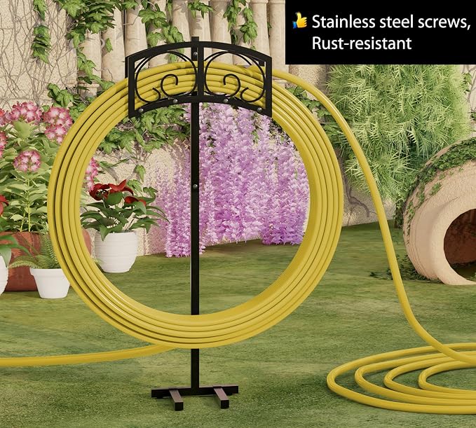 Fire Beauty Garden Hose Holder,Freestanding Water Hose Holder,In ground Hose Rack Organizer for Outdoor,Detachable Water Hose Holder Stake,Hose Reel Stand,Hose Hanger Rack for Outside Lawn Yard