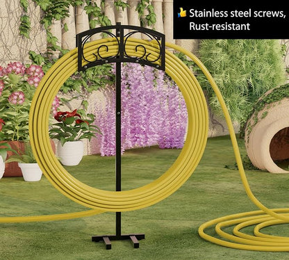 Fire Beauty Garden Hose Holder,Freestanding Water Hose Holder,In ground Hose Rack Organizer for Outdoor,Detachable Water Hose Holder Stake,Hose Reel Stand,Hose Hanger Rack for Outside Lawn Yard