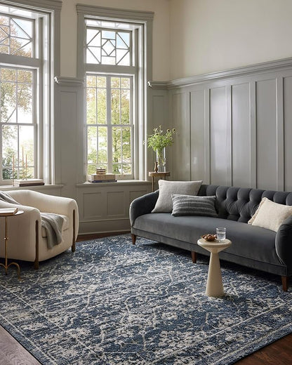 Loloi Magnolia Home by Joanna Gaines Gigi Collection GIG-02 Navy/Stone 2'-7" x 4' Accent Rug