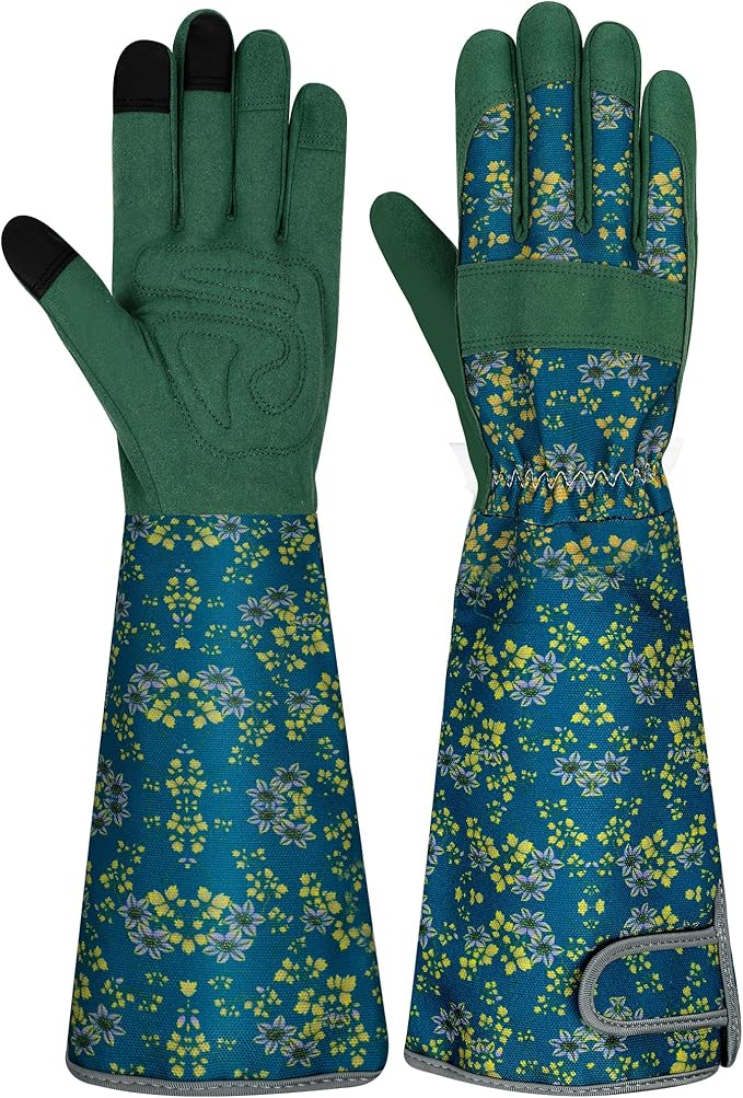 Long Gardening Gloves for Women Thorn Proof Leather Garden Gloves Breathable Working Gloves for Women Yard Outdoor