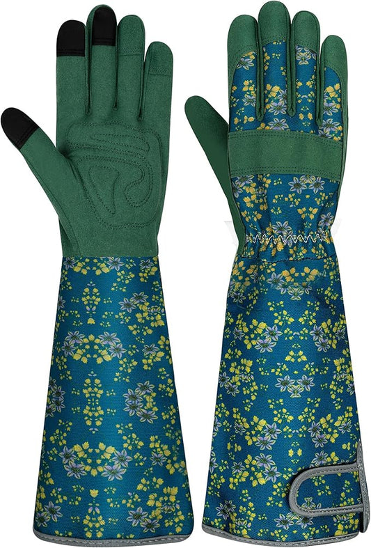 Long Gardening Gloves for Women Thorn Proof Leather Garden Gloves Breathable Working Gloves for Women Yard Outdoor