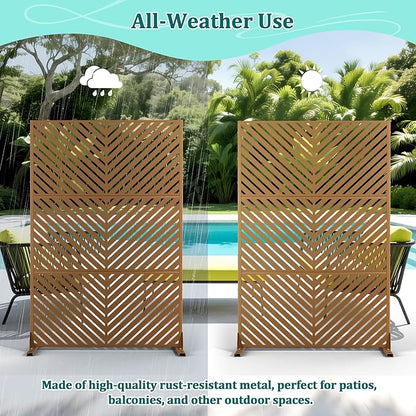 Metal Privacy Screen Outdoor Privacy Screen, Freestanding Fence Panel for Outside, 72''H×47''W, Decorative Screen Panel for Backyard/Patio/Deck