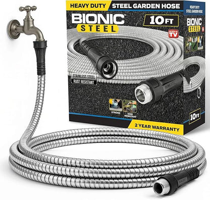 BIONIC STEEL Short 10 Ft Hose Extension, 10 Ft x 5/8 In. Short Hose Connector for Reel, Leak Proof Connection, Heavy Duty, Non Kinking, Flexible, Heavy Duty