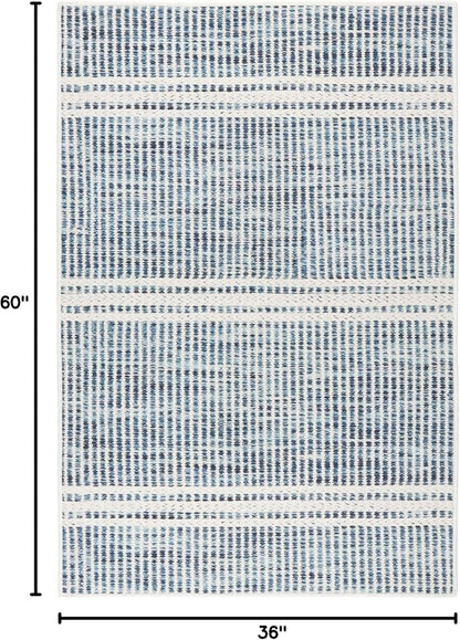 Dash and Albert Malta Blue Machine Washable Area Rug - 3' x 5' Blue Stripe Washable Accent Rug - Durable, High Traffic Areas Kitchen, Mudroom, Hallways