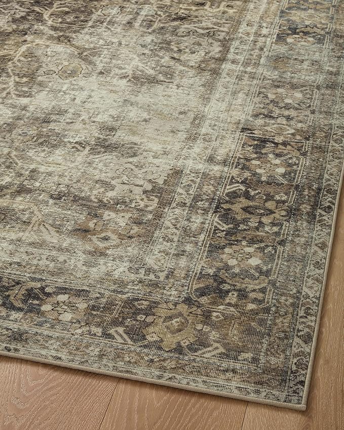 Loloi Magnolia Home by Joanna Gaines Sinclair Collection SIN-01 Pebble/Taupe 7'-6" x 9'-6", .25" Pile Height, Machine Washable, Area Rug
