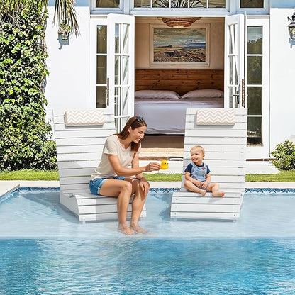 LUE BONA HDPS Pool Chairs Set of 2, Fade-Resistant Use in Pools Up to 10-Inches Deep Pools Lounge Chair for Sun Shelf, Chaise Lounger with Headrest for Outside Pool Deck
