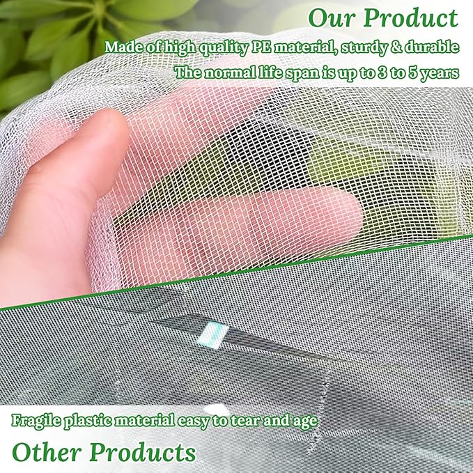 2 Pack Garden Netting for Raised Beds, 4.3x2FT Durable Ultra Fine Mesh Plant Covers with Drawstring to Keep Small Animals Pest Out,Raised Bed Bird Barrier Screen for Protecting Fruits Vegetables Crops