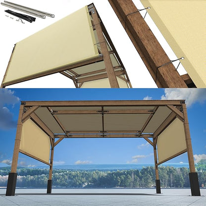 ShadeMart 95% Pergola Sun Shade 8' W x 16' L Beige Canopy Outdoor Replacement Cover with Grommets and Stainless Steel Weighted Rods for Patio, Backyards, Carport, Garden (We Make Custom Size)