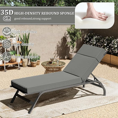 2 Pcs Chaise Lounge Cushions Outdoor, 80" L X 26" W X 4" D Lounge Chair Cushions for Outdoor Furniture, High-Density Foam Patio Chaise Cushion-Waterproof Fade-Resistant ThickPatio lounge chair cushion