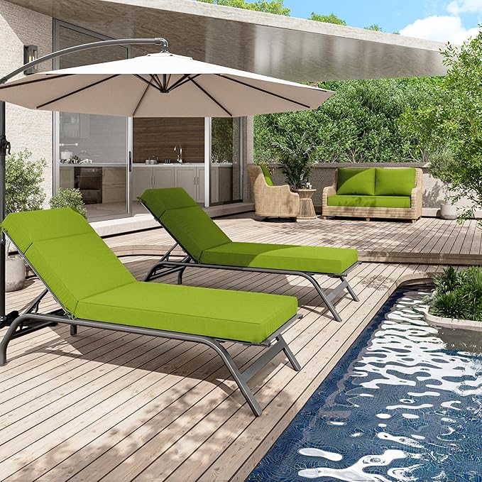 Chaise Lounge Cushions Outdoor, 80" L X 26" W X 4" D Lounge Chair Cushions for Outdoor Furniture, High-Density Foam Outdoor Chaise Cushion-Waterproof Fade-Resistant ThickPatio lounge chair cushion