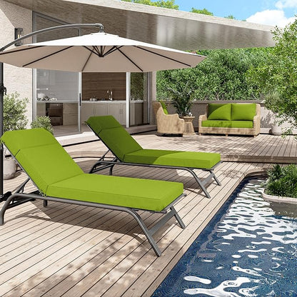 2 Pcs Chaise Lounge Cushions Outdoor, 80" L X 26" W X 4" D Lounge Chair Cushions for Outdoor Furniture, High-Density Foam Patio Chaise Cushion-Waterproof Fade-Resistant ThickPatio lounge chair cushion