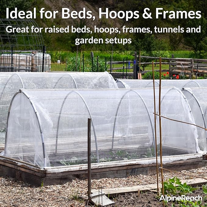 AlpineReach Garden Netting Ultra Fine Mesh 10 x 50 ft - Durable Protection Barrier Net Cover for Vegetable Plants Fruits Flowers Crops Greenhouse Row Cover Raised Bed