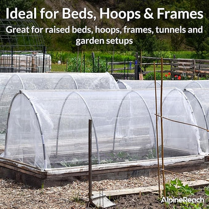 AlpineReach Garden Netting Ultra Fine Mesh 10 x 50 ft - Durable Protection Barrier Net Cover for Vegetable Plants Fruits Flowers Crops Greenhouse Row Cover Raised Bed