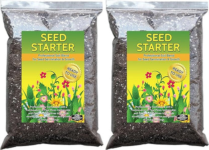 Seed Starter Natural Potting Soil Mix for Germination and Growth (Made in USA) (4 Dry Quarts) (Pack of 2)