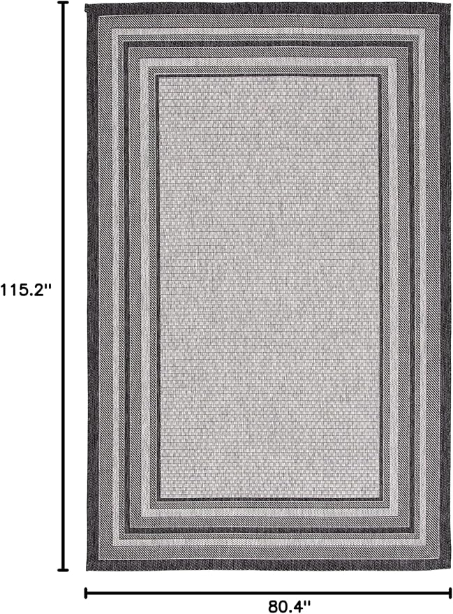 SAFAVIEH Courtyard Collection 6'7" x 9'6" Light Grey/Black CY8475 Indoor-Outdoor Waterproof Easy-Cleaning Patio Backyard Mudroom Area-Rug