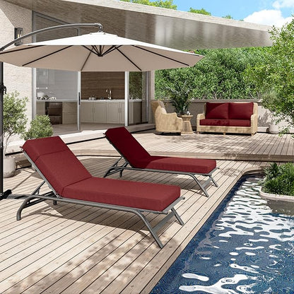 2 Pcs Chaise Lounge Cushions Outdoor, 72" L X 21" W X 4" D Lounge Chair Cushions for Outdoor Furniture, High-Density Foam Patio Chaise Cushion-Waterproof Fade-Resistant ThickPatio lounge chair cushion