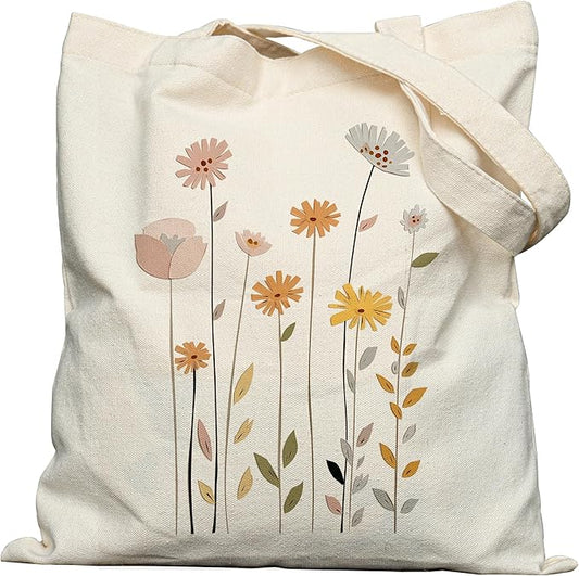 Canvas Tote Bag with Aesthetic Prints, Cute Tote Bag for Women Girls with Wide Strap, Gifts for Cat Book Lovers