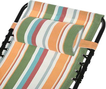 Outsunny Folding Chaise Lounge Chair, Patio Sun Tanning Chair, Outdoor Chaise Lounger with 4-Position Reclining Back, Breathable Mesh Seat for Beach, Poolside, Yard, Rainbow Striped