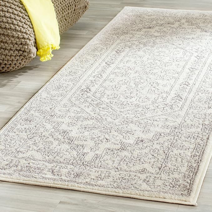 SAFAVIEH Adirondack Collection Runner Rug - 2'6" x 12', Ivory & Silver, Oriental Medallion Design, Non-Shedding & Easy Care, Ideal for High Traffic Areas in Living Room, Bedroom (ADR108B)