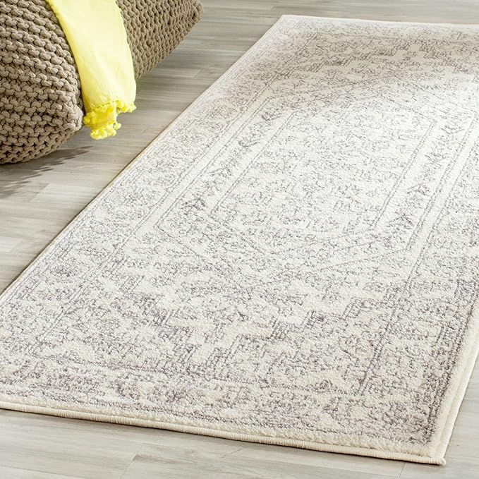 SAFAVIEH Adirondack Collection Runner Rug - 2'6" x 20', Ivory & Silver, Oriental Medallion Design, Non-Shedding & Easy Care, Ideal for High Traffic Areas in Living Room, Bedroom (ADR108B)