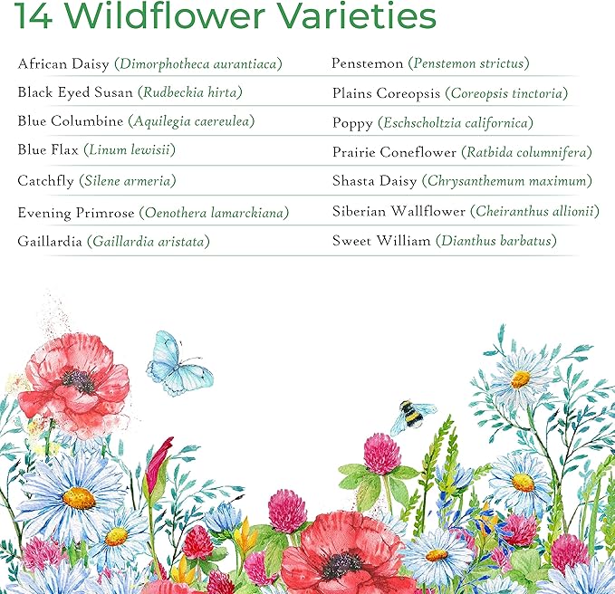 Created By Nature Montana Wildflower Seed Mix, 14 Flower Varieties, 53,000 Seeds