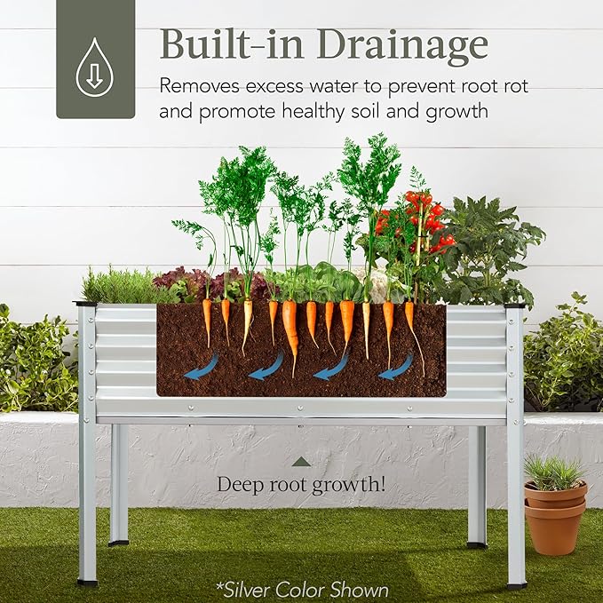 Best Choice Products 48x24x30in Galvanized Raised Garden Bed, Metal Elevated Planter Box, Vegetable Garden for Backyard, Patio, Balcony - Royal Red