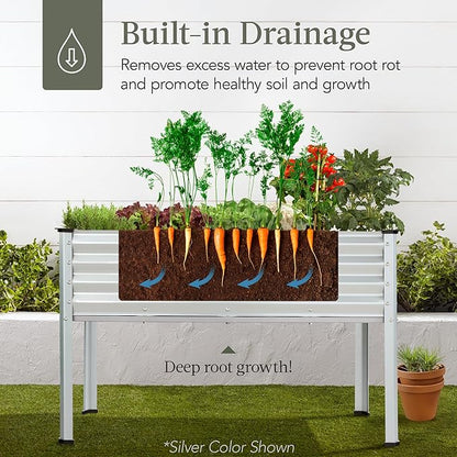 Best Choice Products 48x24x30in Galvanized Raised Garden Bed, Metal Elevated Planter Box, Vegetable Garden for Backyard, Patio, Balcony - Royal Red