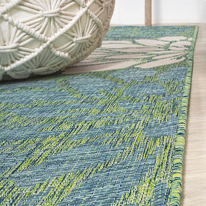 JONATHAN Y Floral Textured Weave Indoor Outdoor Area Rug 6X9 Cream/Green, Zinnia Modern for Backyard, Patio, Porch, Easy-Cleaning, High Traffic, Pet-Friendly, Non-Shedding (SMB110D-6)