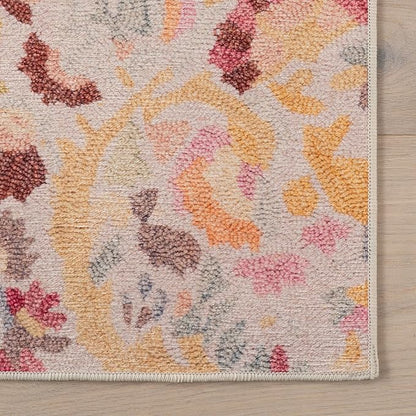 Dash & Albert INES Multi Machine Washable Rug, 8.5 X 11.5 Feet, Multicolored/Yellow Floral Pattern