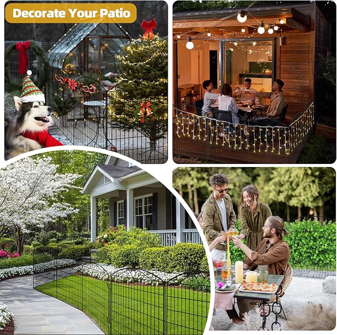 Outdoor Dog Fence for Yard, 10 Pack Fences with Latch Suitable for Patio Garden Yard, 33in(H) x 21.6ft(W) Decorative Fencing Panels for Detering Animals (10 Packs)