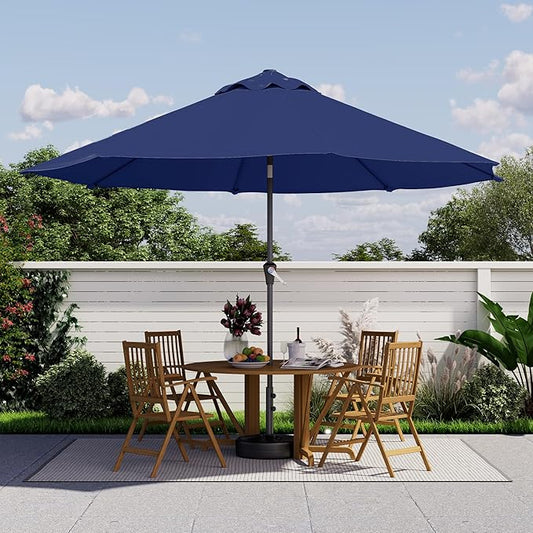 Kingdura 10FT Outdoor Patio Umbrella, Market Table Umbrella with Push Button Tilt and Crank, 8 Sturdy Fiberglass Ribs, UV Protection for Pool, Lawn, Deck, Backyard, Garden (Navy blue)