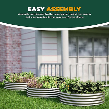 Utopia Home Galvanized Raised Garden Bed Kit 2x2x1 Ft, Planter Box Round Raised Garden Beds Outdoor, Easy Assembly Metal Raised Bed for Gardening Vegetables, Fruits, Flowers, Pack of 1, Silver