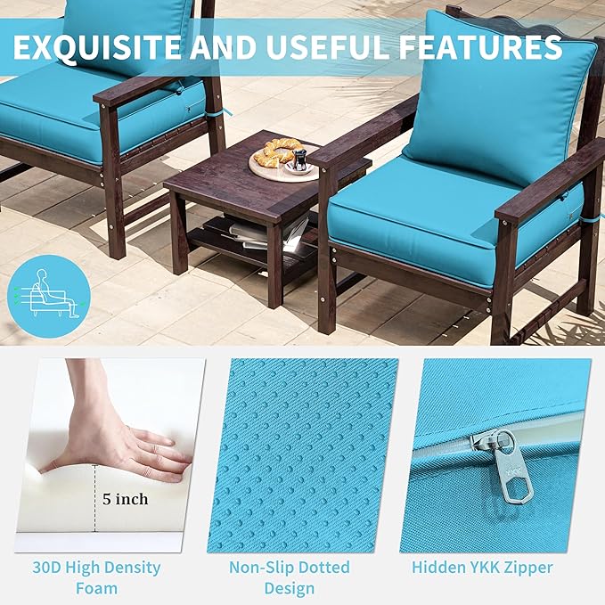 Premium Outdoor Seat Cushion Chair Cushions for Patio Furniture 24 L X 24 W X 5 H Waterproof & Fade Resistant Deep Seat and Backrest Cushion Set with Removable Covers for Chair, Sofa